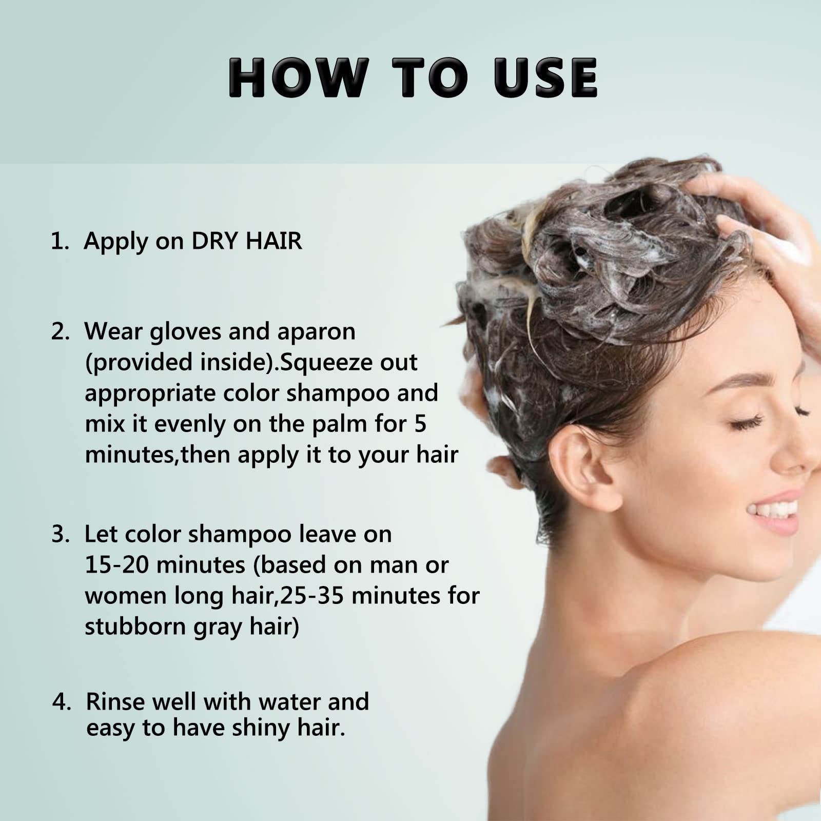 Fvquhvo long-lasting black shampoo for extended gray coverage.