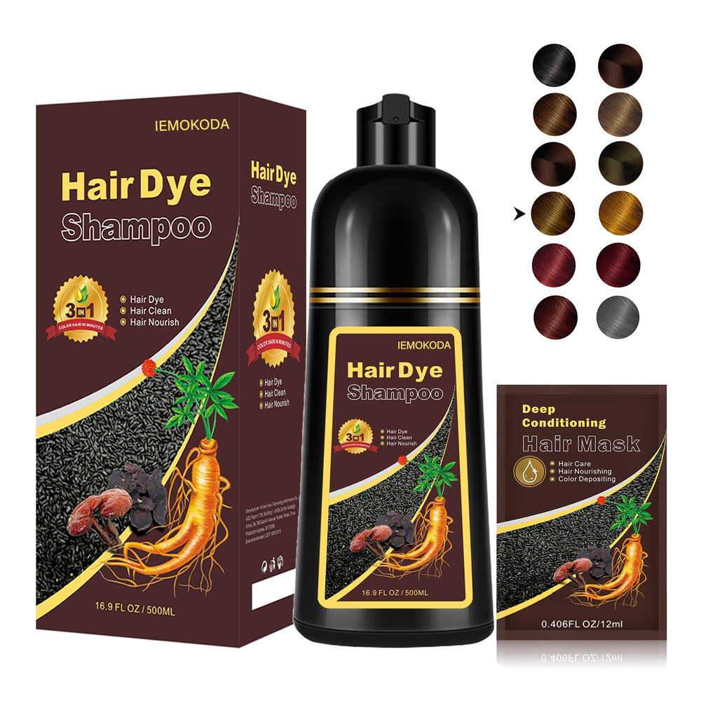 Fvquhvo natural chestnut brown hair dye shampoo packaging shows instant color promise.