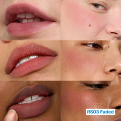 fwee Blurry Pudding Pot dusty rose swatches show buildable, natural glow.