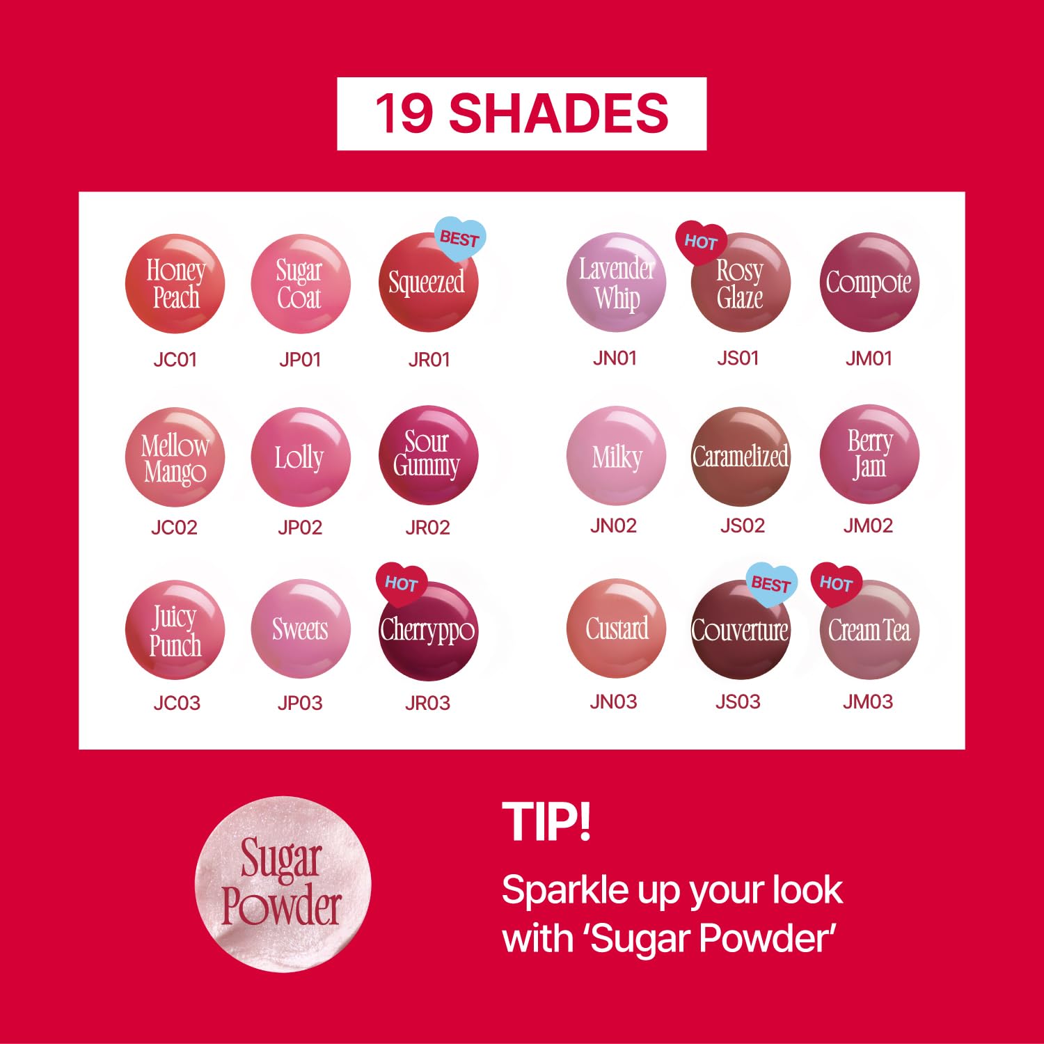 fwee Glowy Jelly Pot sugar powder shade swatch demonstrates subtle glam shimmer.