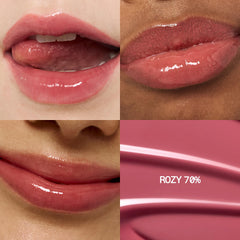 fwee rozy 70pct gloss wand application for precise lip coverage.
