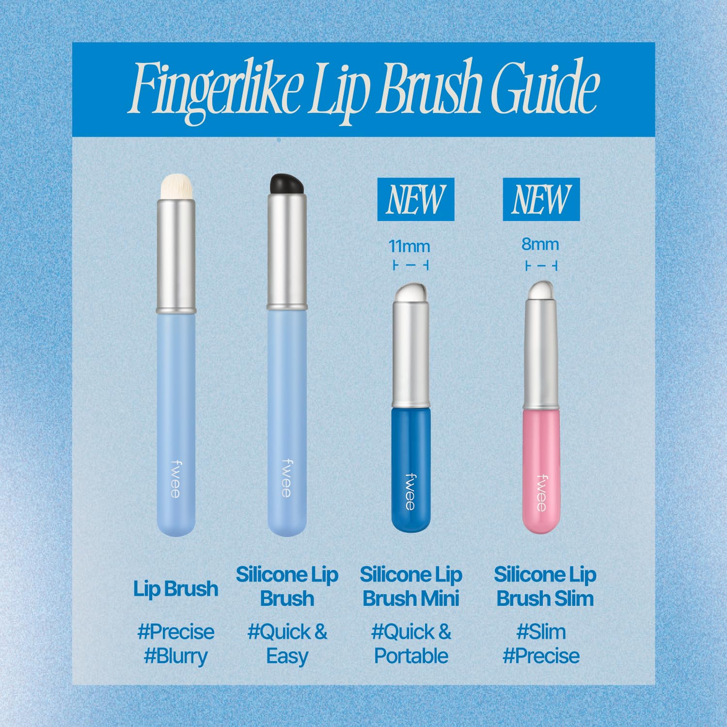 fwee fingerlike silicone lip brush mini after cleaning shows readiness for daily reuse.