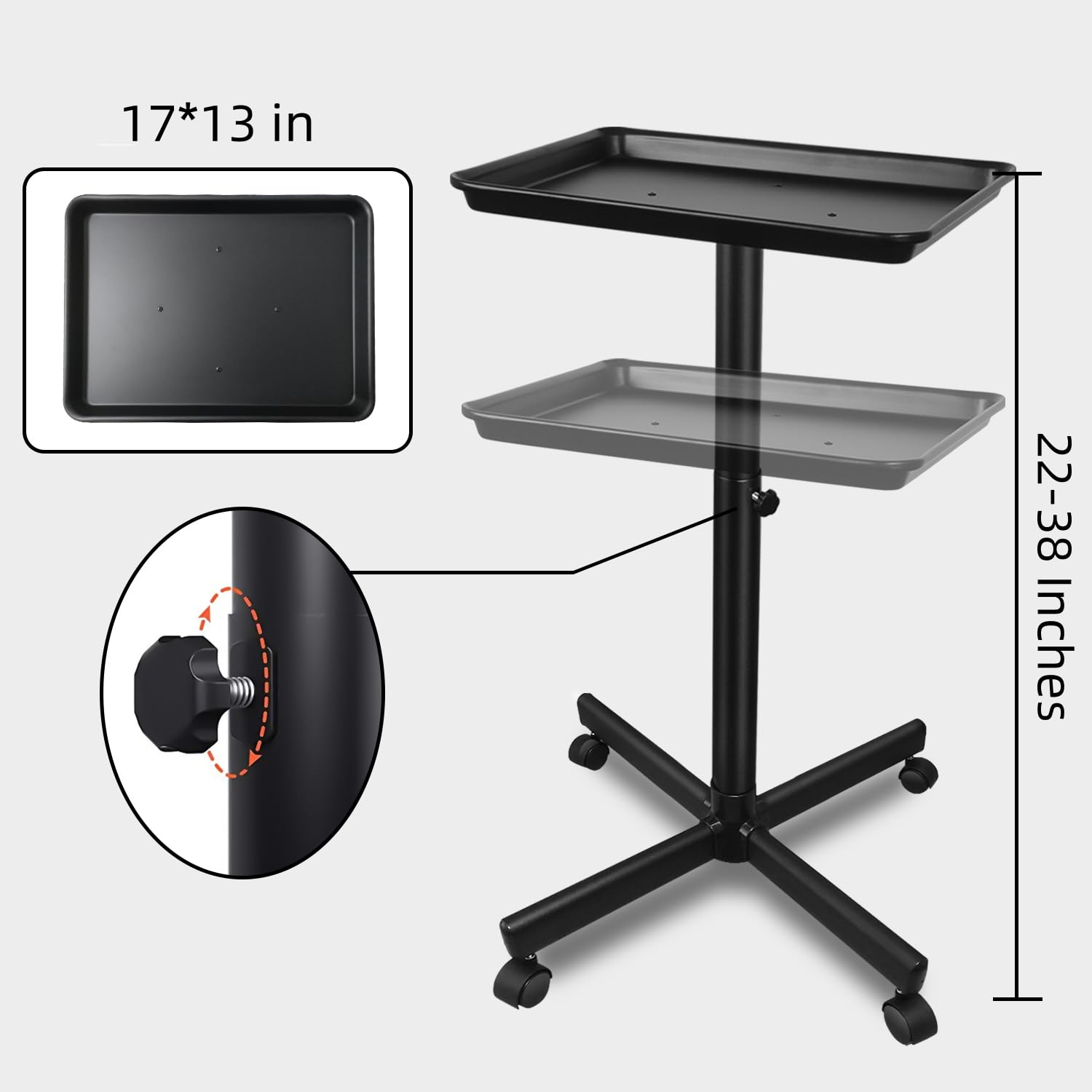 FWOD BIBTO rolling tray cart demonstrates stable setup for busy studios.