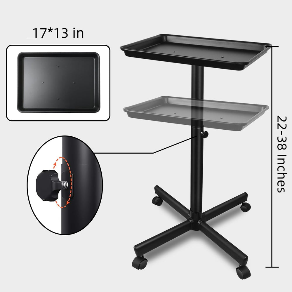 FWOD BIBTO rolling tray cart demonstrates stable setup for busy studios.