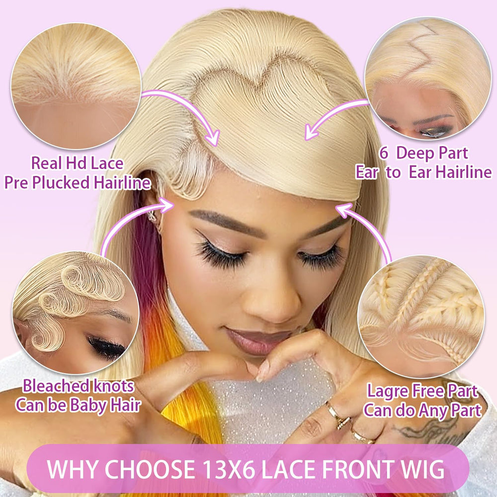 FXIMYLC 32in 613 lace-front wig side view shows natural fall and versatility.