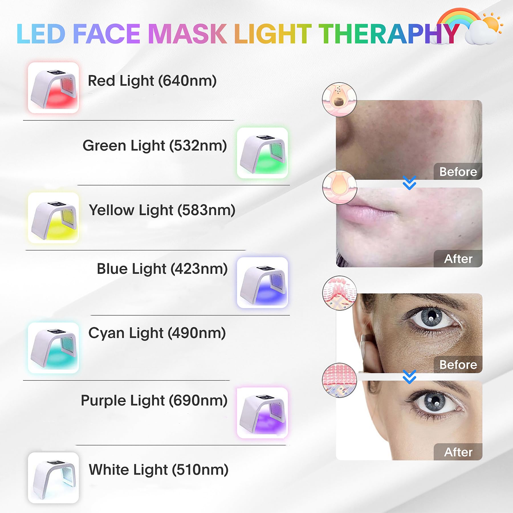Fxtiaa LED Face Light Therapy color options display for customizable care