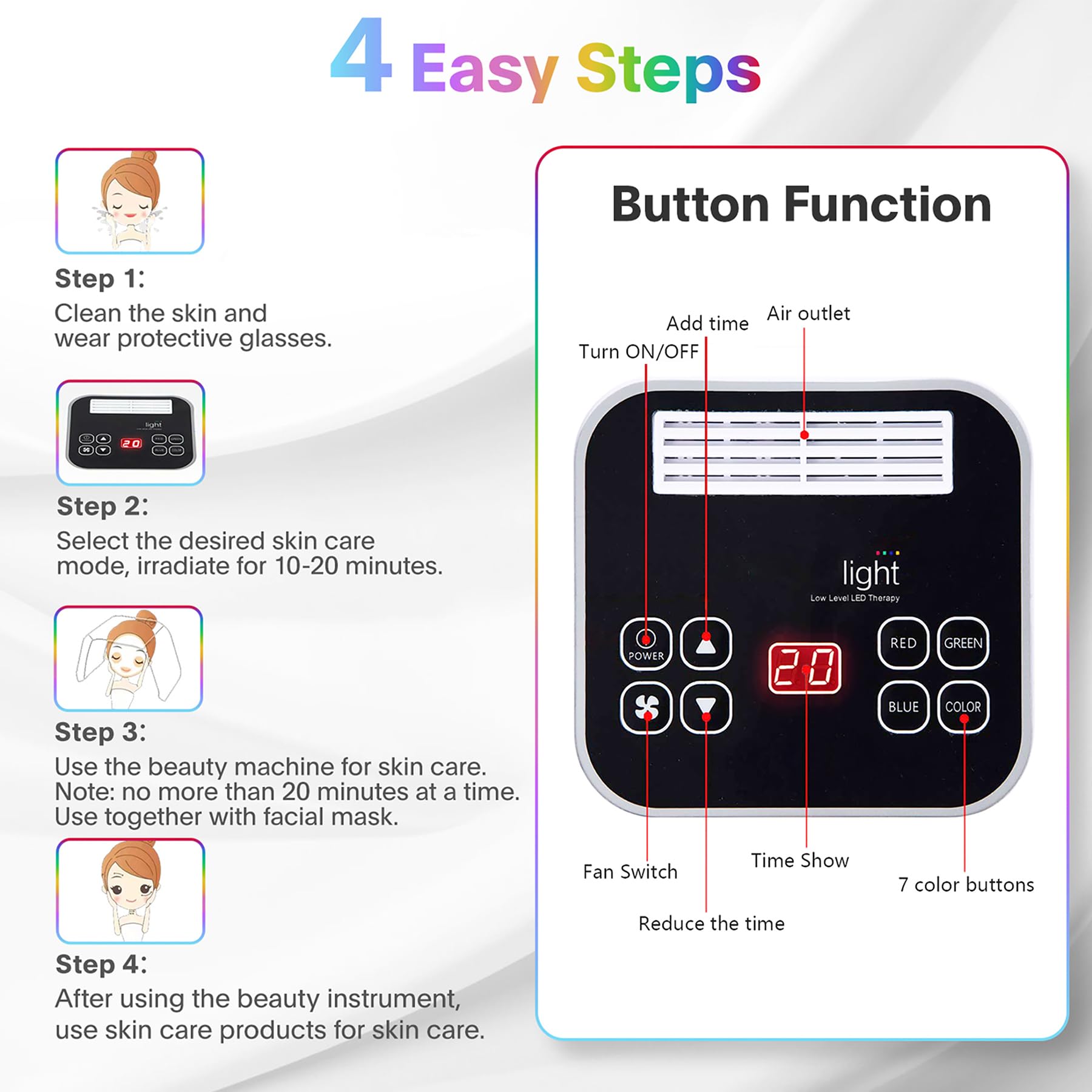 Fxtiaa LED Face Light Therapy easy setup guide