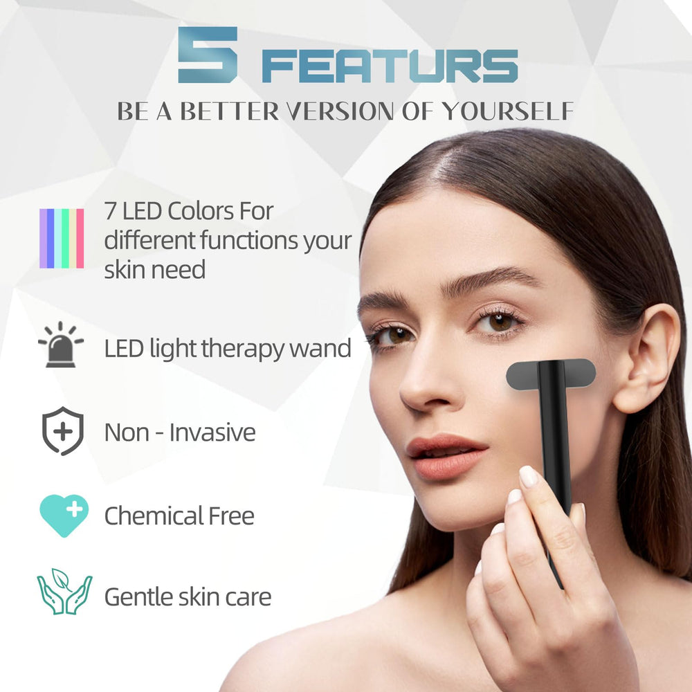 Fxtiaa LED light therapy wand color spectrum for versatile skin treatments.