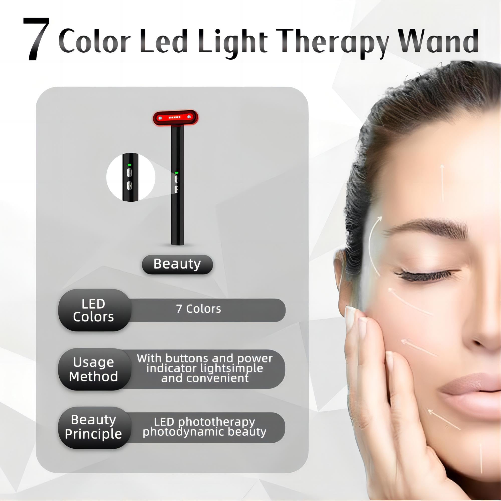 Fxtiaa wand applied to face, neck, and eye areas for rejuvenation.