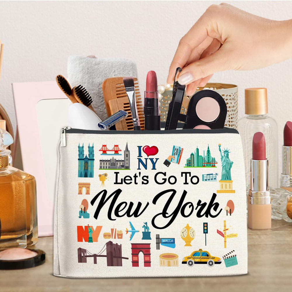 FYDHQSS Double-sided print makeup bag with smooth zipper for quick access.