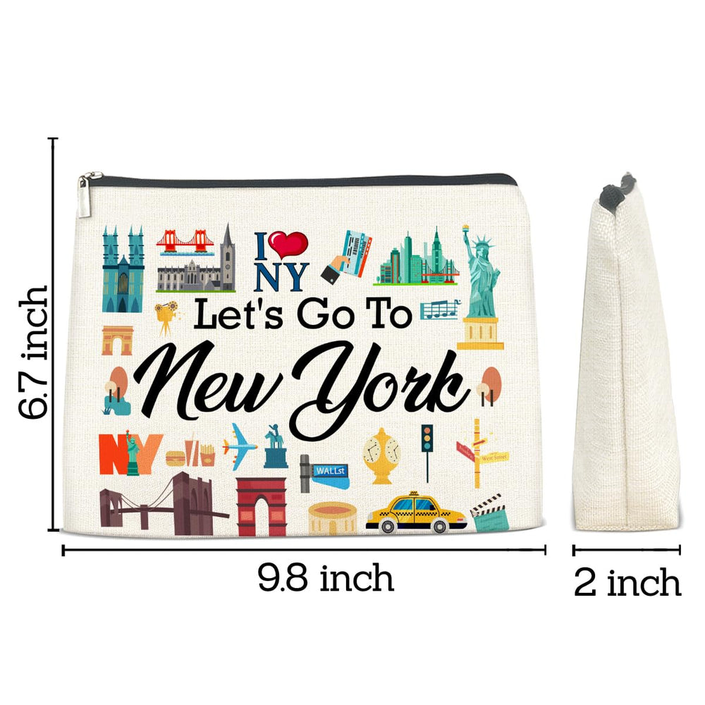 FYDHQSS New York makeup bag back pattern adds vibrant travel flair.