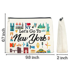FYDHQSS New York makeup bag back pattern adds vibrant travel flair.
