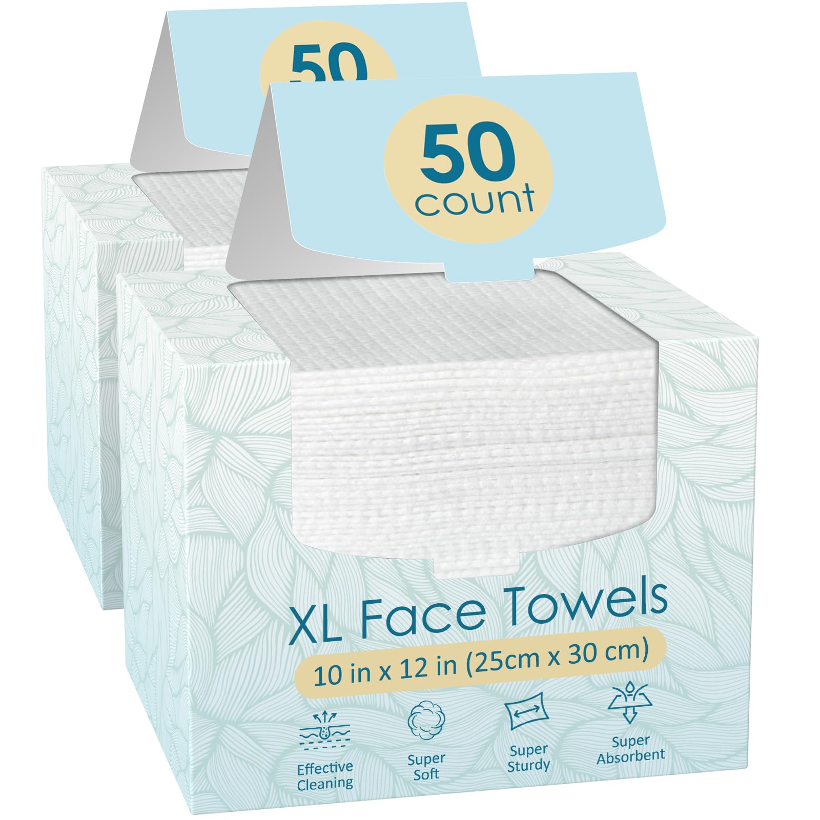 FYGRIP face towel pack 2x50-count for convenient, hygienic cleansing.