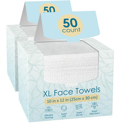 FYGRIP face towel pack 2x50-count for convenient, hygienic cleansing.