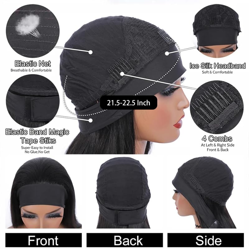 Fylora headband wig adjustable elastic band for secure fit during workouts