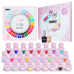 FZANEST 30pc HEMA-free gel nail polish set in vibrant color range for at-home manicures