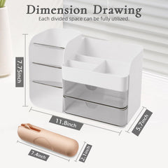 FZHZZ Cosmetic Organizer with Drawers shows compact storage for skincare and makeup basics.