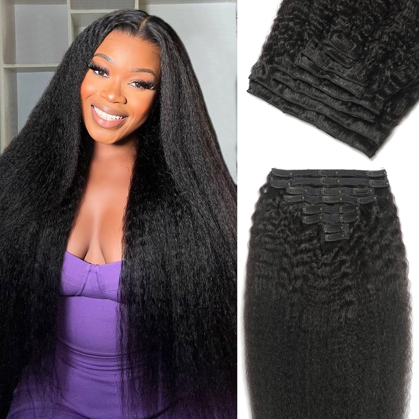 FZV clip-in hair extensions 20 inch full set adds instant length