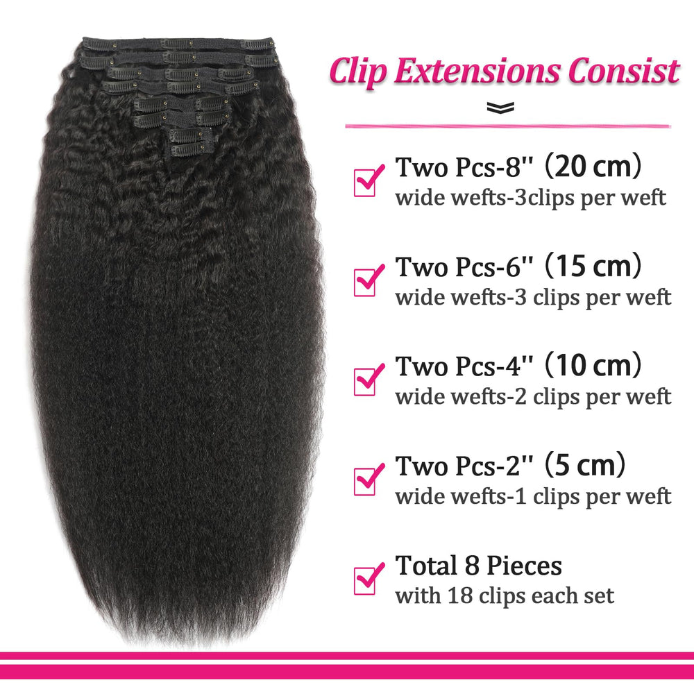 FZV kinky straight clip-ins close-up showing smooth texture