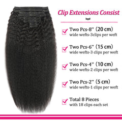 FZV kinky straight clip-ins close-up showing smooth texture