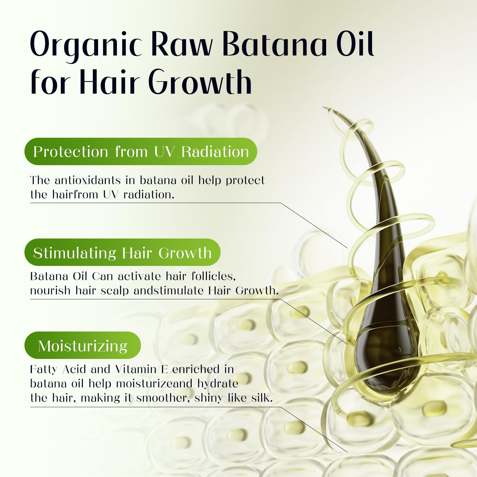 Gaayou Batana Oil on the scalp highlights deep hydration for dry scalp relief.