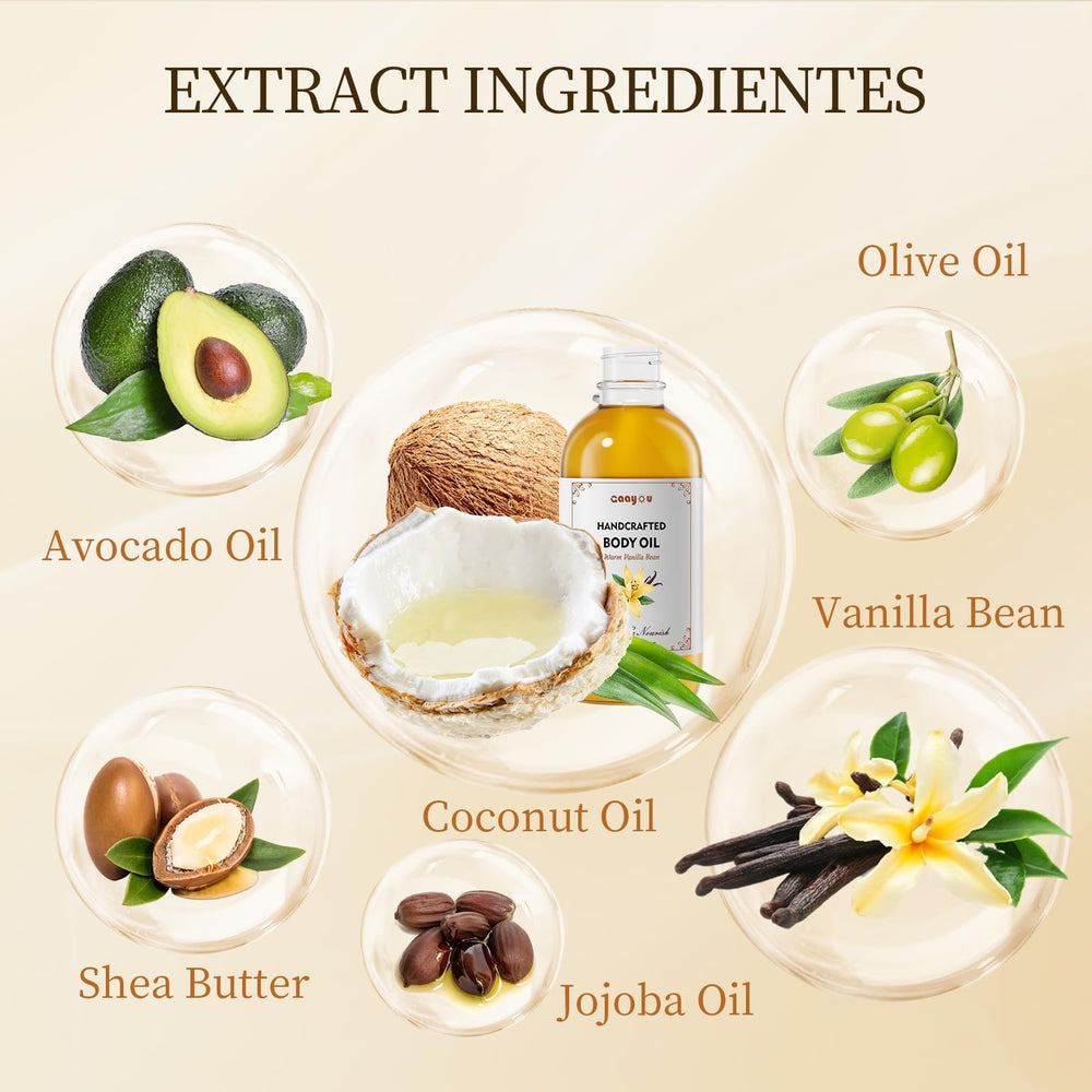 Gaayou fresh ingredients close-up highlight coconut and almond oils.