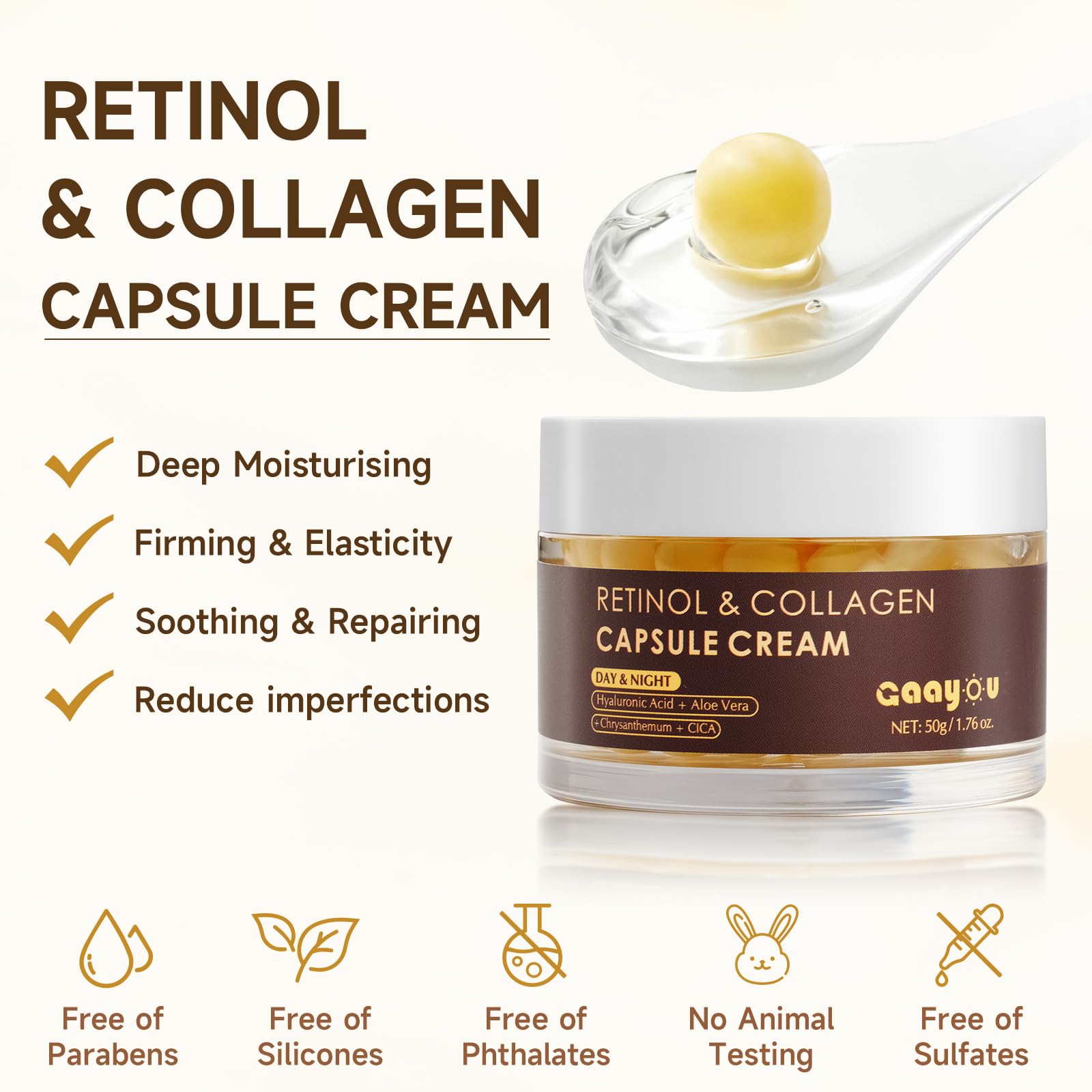 Gaayou packaging shows non-greasy finish and easy layering in daily routine