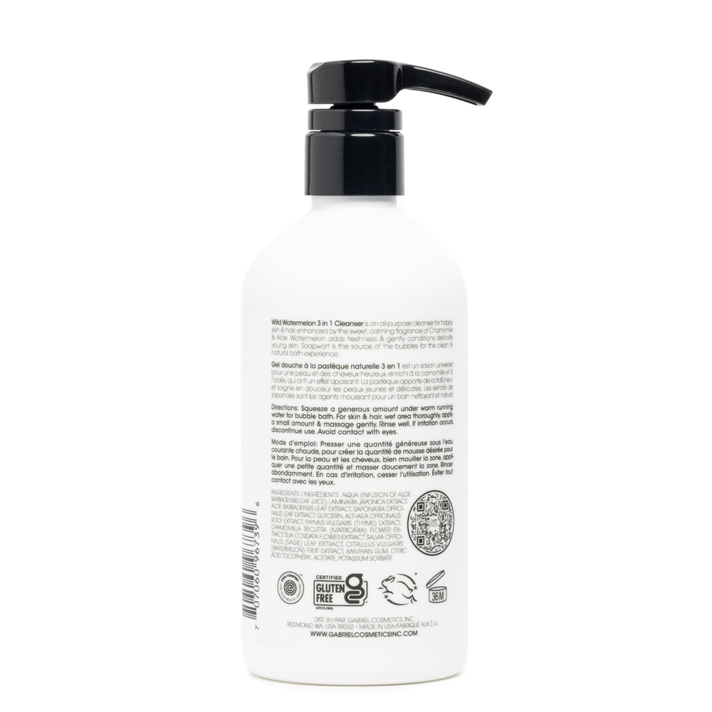 Gabriel Cosmetics chamomile-aloe fragrance bottle scene emphasizes calming kid-friendly scent