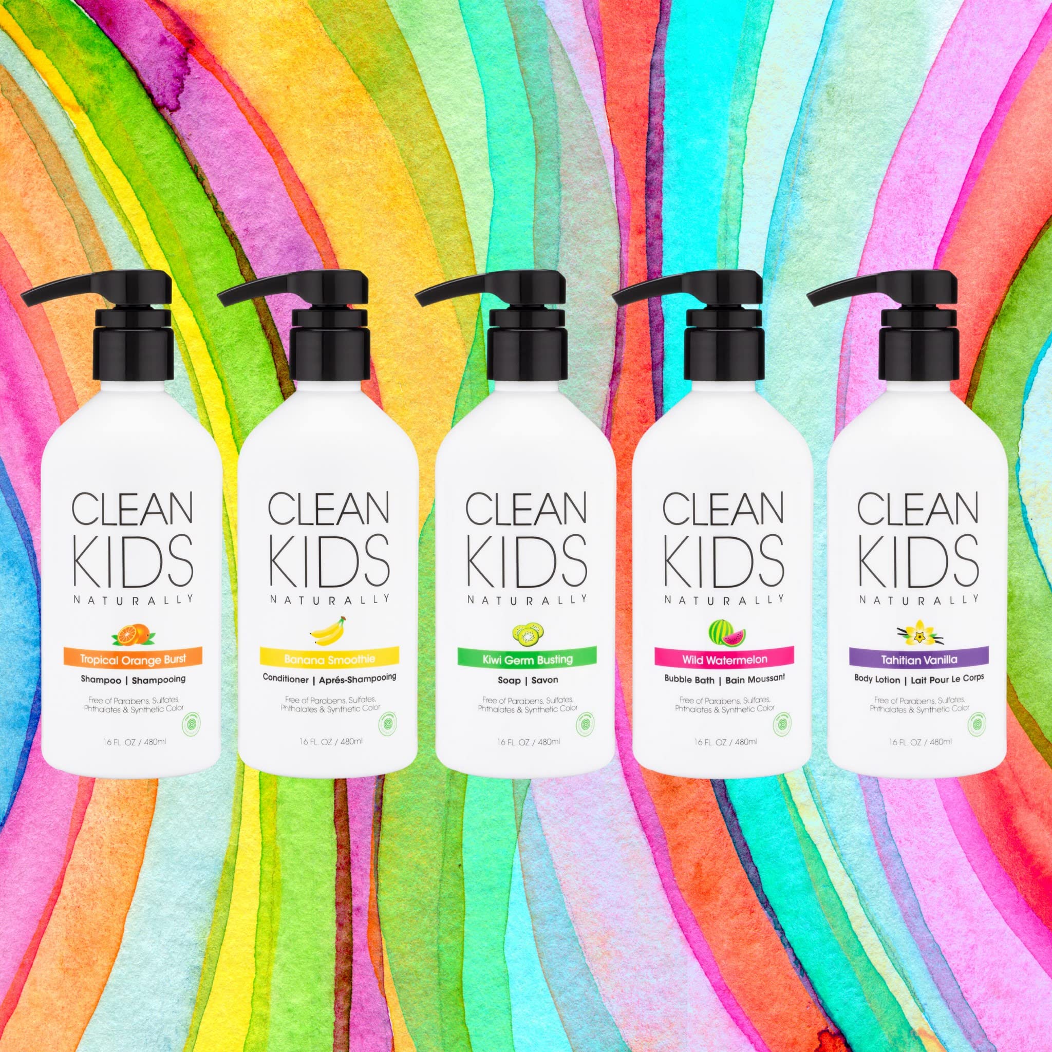 Gabriel Cosmetics Clean Kids Conditioner bath-time scene conveys kid-friendly hair care.
