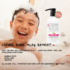 Gabriel Cosmetics Kids hair wash splash demonstrates gentle conditioning with watermelon and aloe