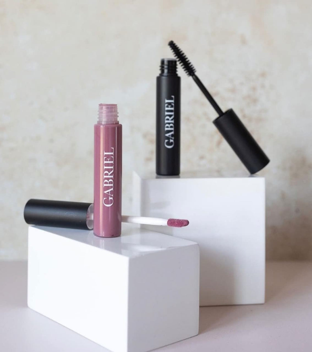Gabriel Cosmetics Mascara swatch on skin demonstrates natural tint and blendable color