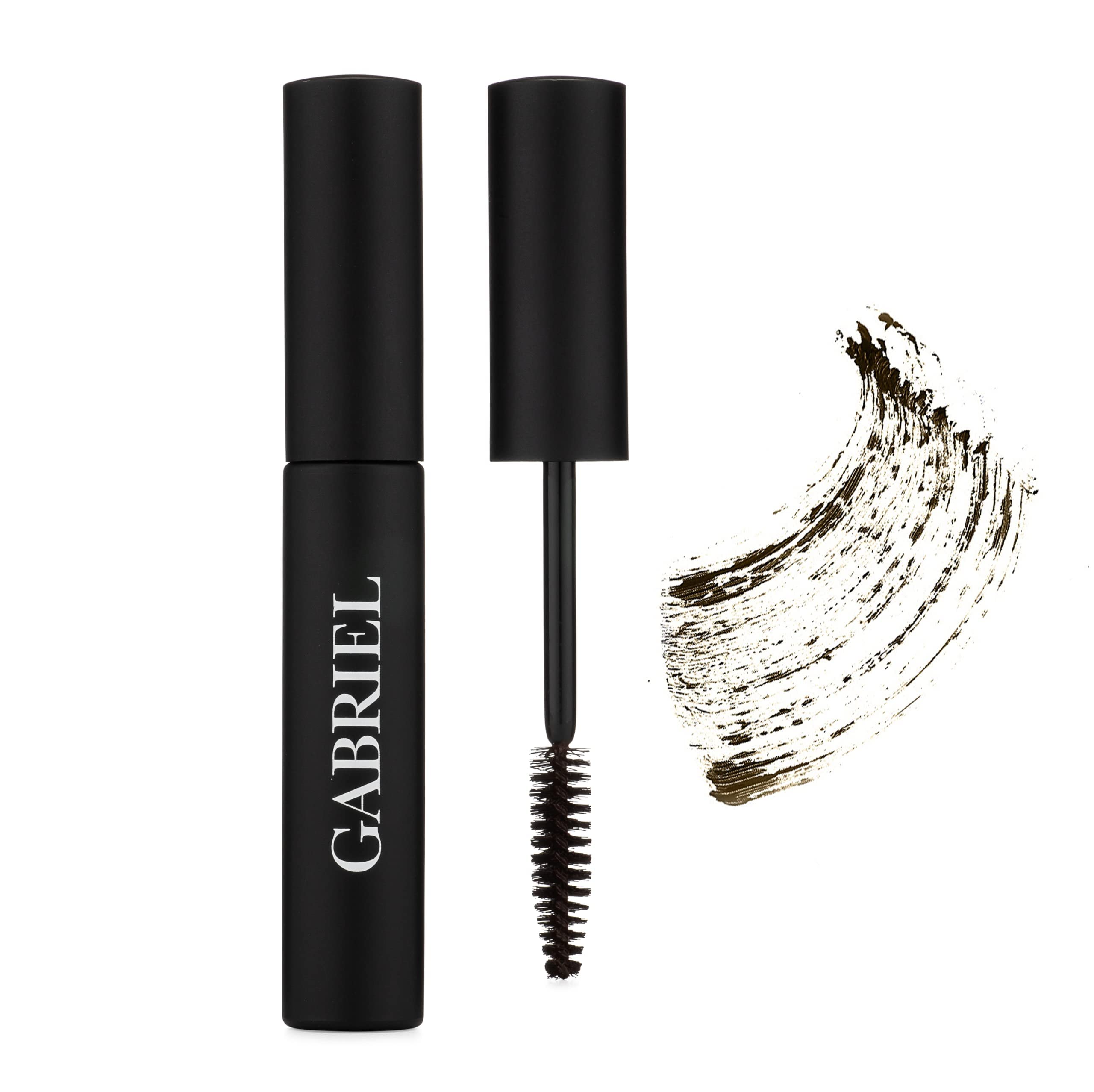 Gabriel Cosmetics Mascara brush application provides smooth, even coverage.