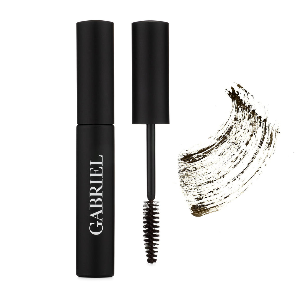Gabriel Cosmetics Mascara brush application provides smooth, even coverage.