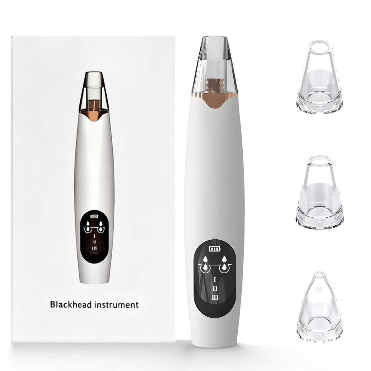 Gacavks facial pore vacuum demonstrates 3 suction levels for personalized cleansing