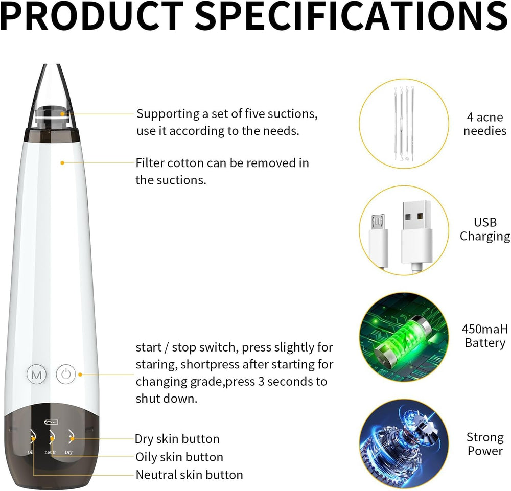 Gackoko Blackhead Remover uses safe ABS materials for comfortable at-home use.