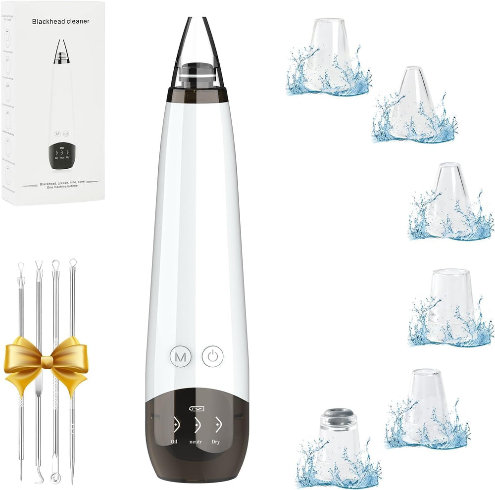 Gackoko Blackhead Remover vacuum display shows suction and battery status for easy routines.