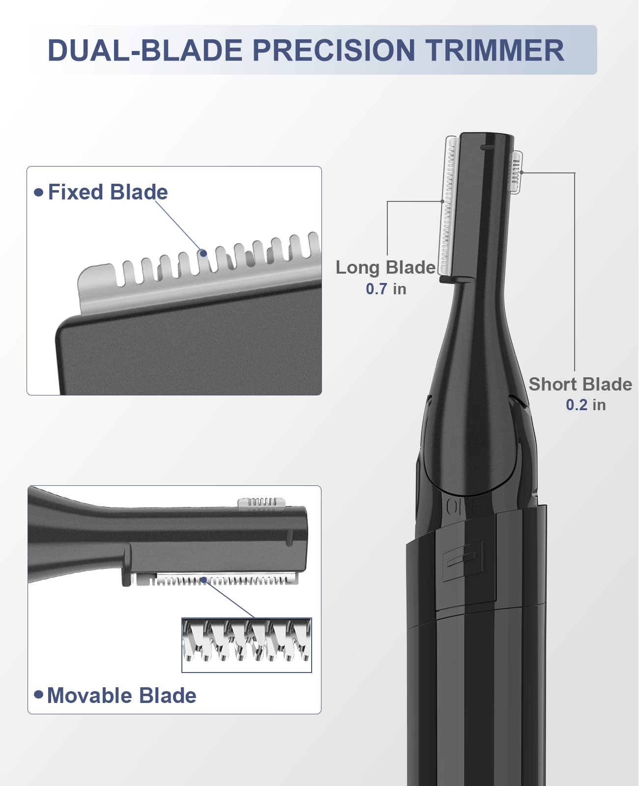 GAERUO eyebrow trimmer close blades highlighting precise trimming for brows