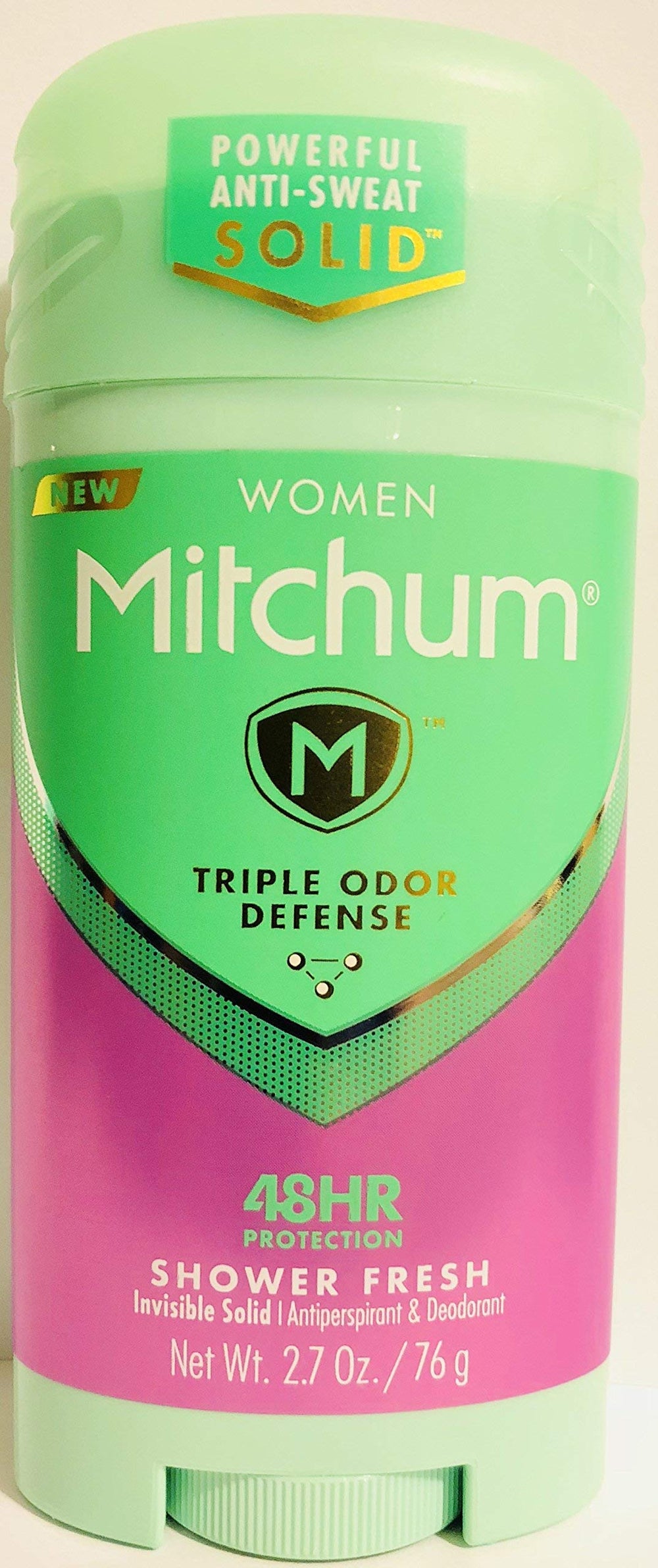 Gafalr Mitchum stick application close-up showing a clear, residue-free formula.