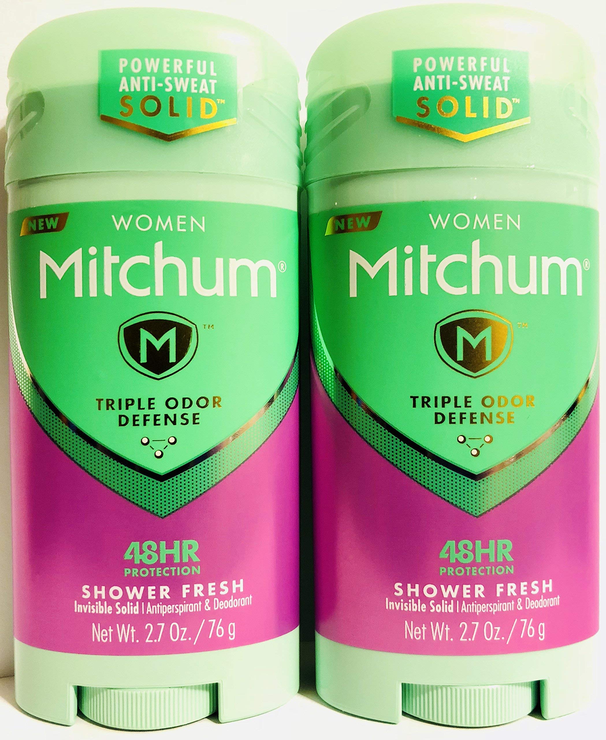 Gafalr Mitchum women’s deodorant stick in shower fresh scent provides all-day freshness.