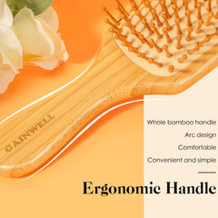 GAINWELL Bamboo Hair Brush scalp-massage-closeup showcases gentle circulation-friendly design.