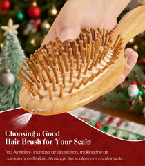 GAINWELL bamboo hair brush side view highlighting compact shape for travel use