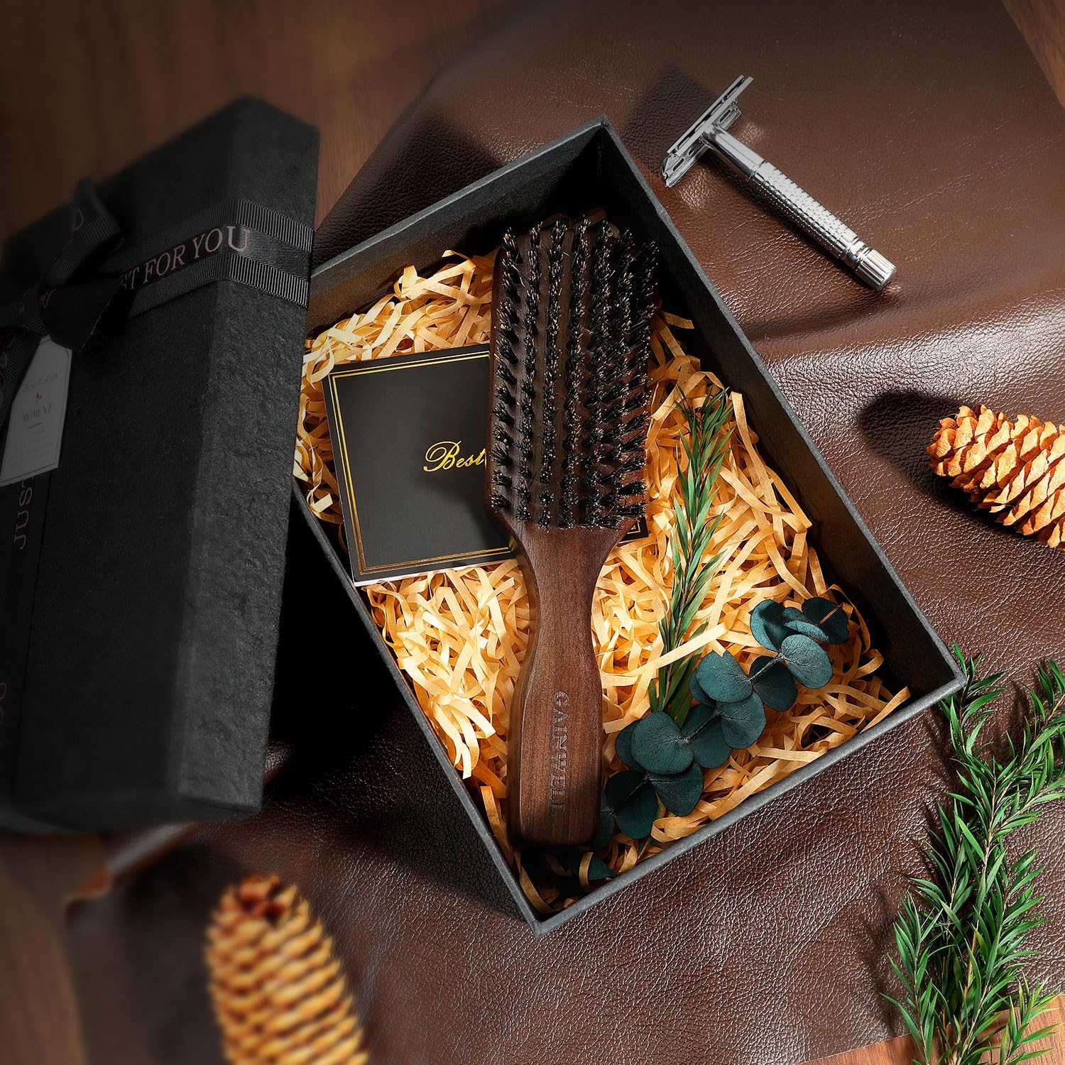 GAINWELL Beard brush distributes oil evenly for beard and mustache grooming.