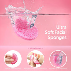 GAINWELL compressed facial sponge expanding in water for easy prep.