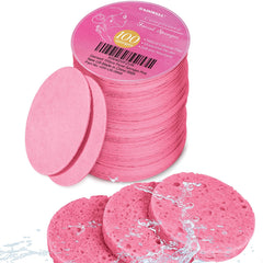 GAINWELL compressed facial sponges pack pink expands when soaked for travel cleansing.