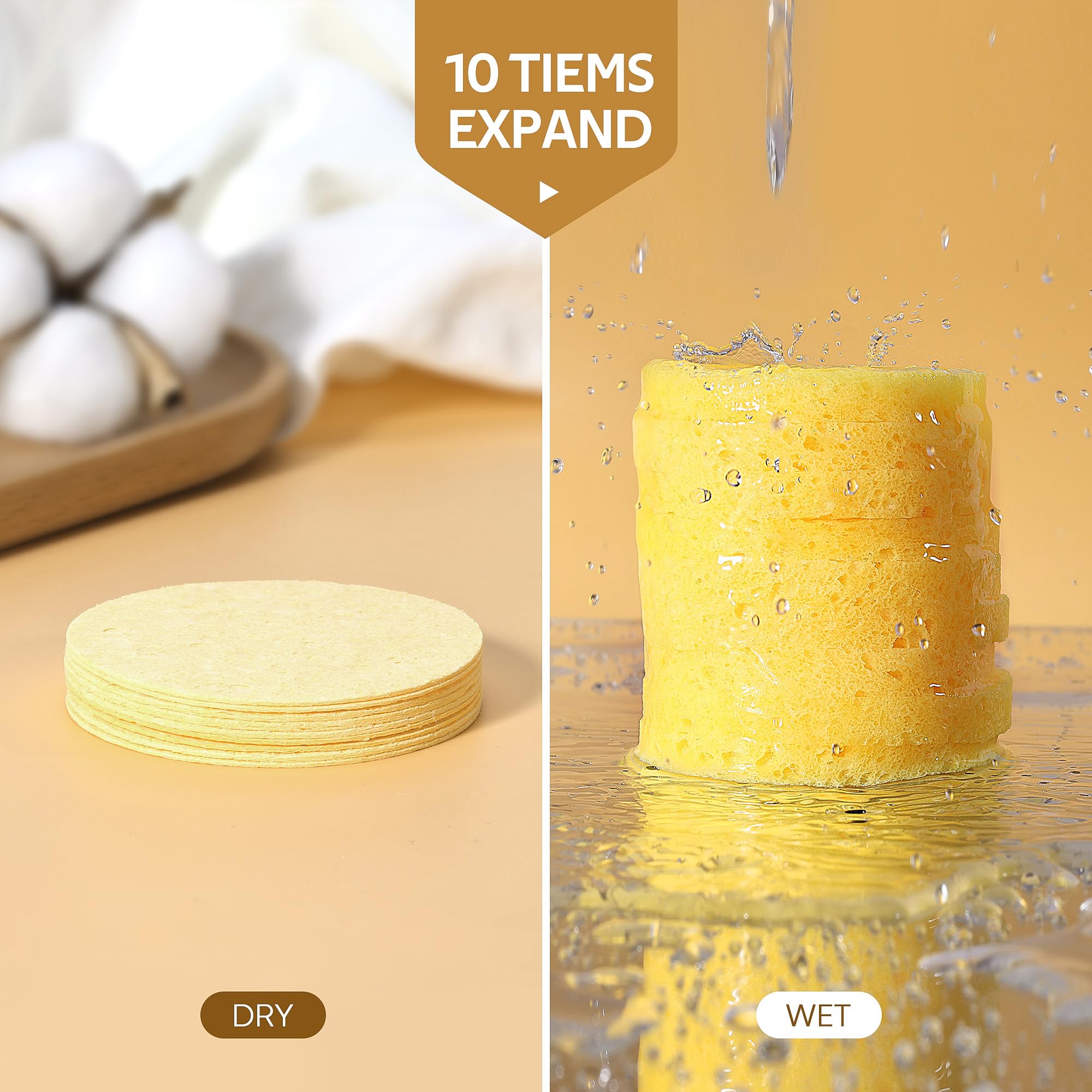 GAINWELL eco-friendly cellulose sponges depicted as biodegradable cleansing option.