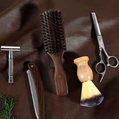GAINWELL Mens slick-back style demo with stiff boar bristles for thick hair.