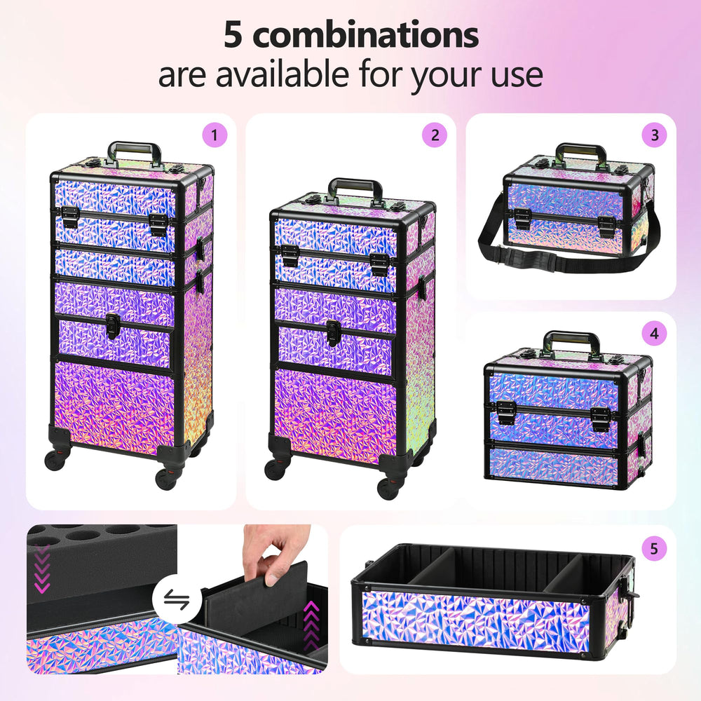 GALHUBIS top-compartment opened for portable on-the-go makeup application