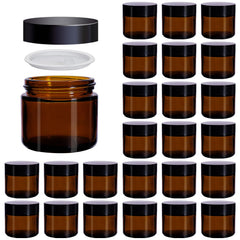 Galssmagic amber glass 2oz jar with lid and liner for on-the-go storage.