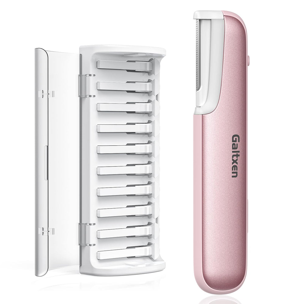 Galtxen Dermaplaning Tool pink front view supports smooth exfoliation and fuzz removal