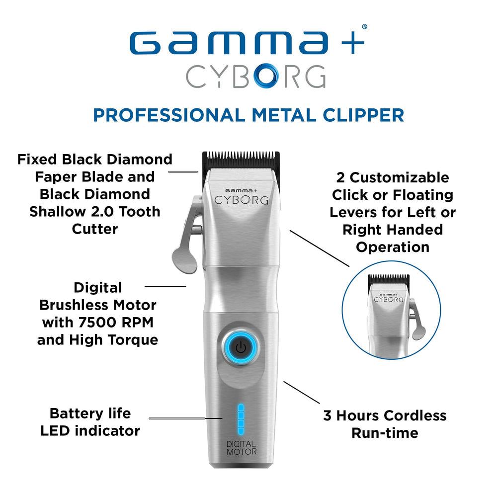 Gamma+ Cyborg clipper docking station charges quickly and safely.